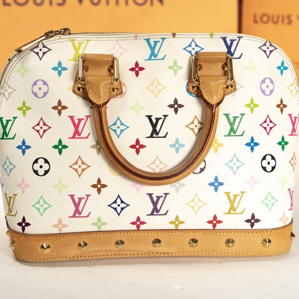 LOUIS VUITTON Alma PM Multicolor White Takashi Murakami - EUC - Picture 6 of 16